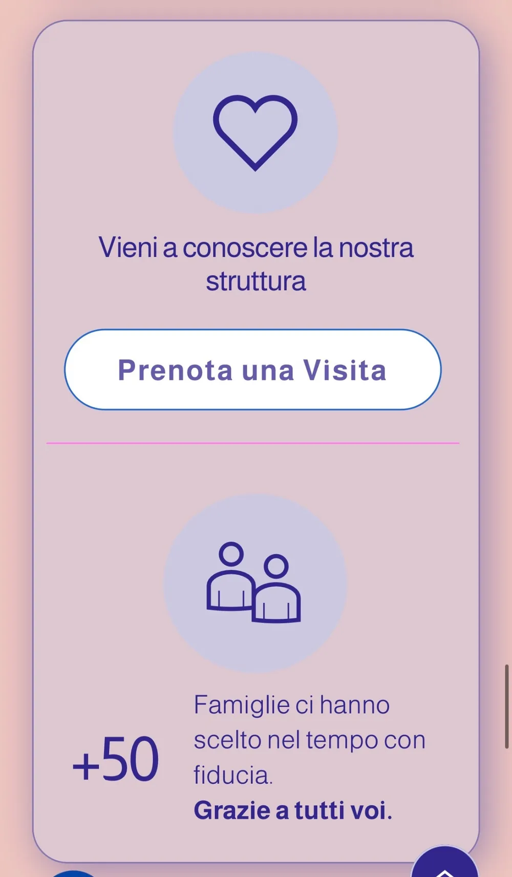 Residenza Romano: sezione prenota visita e più di cinquanta famiglie