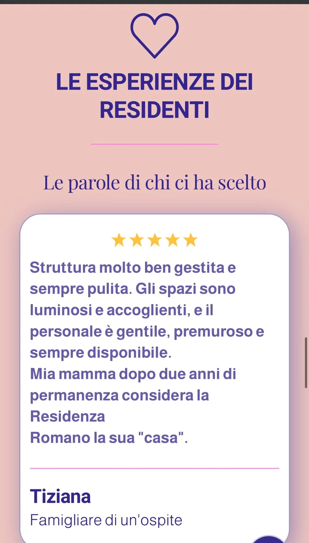 Residenza Romano: sezione con recensione di una familiare
