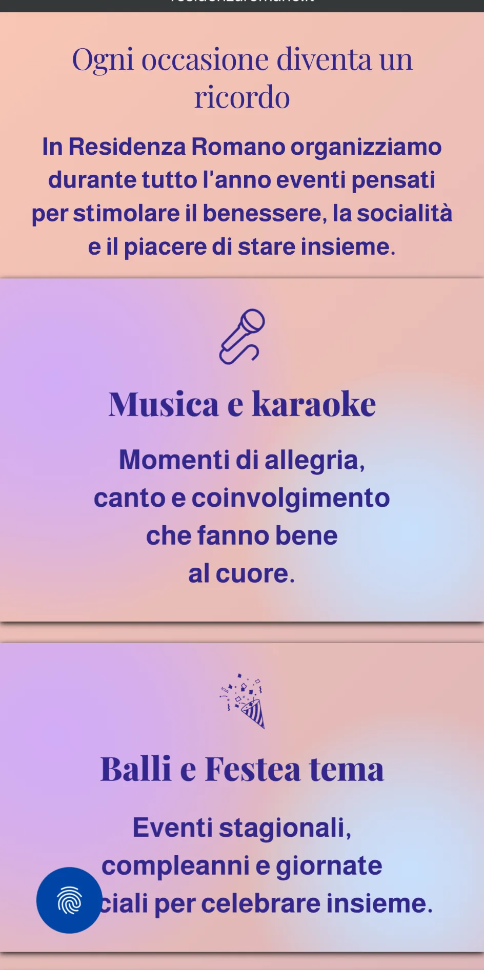 Residenza Romano: sezione eventi, musica e feste della struttura